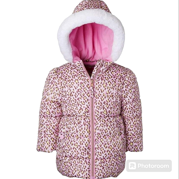 EUC Wippette Girls Pink Cheetah Print Quilted Jacket Size 4/4T - Picture 1 of 1